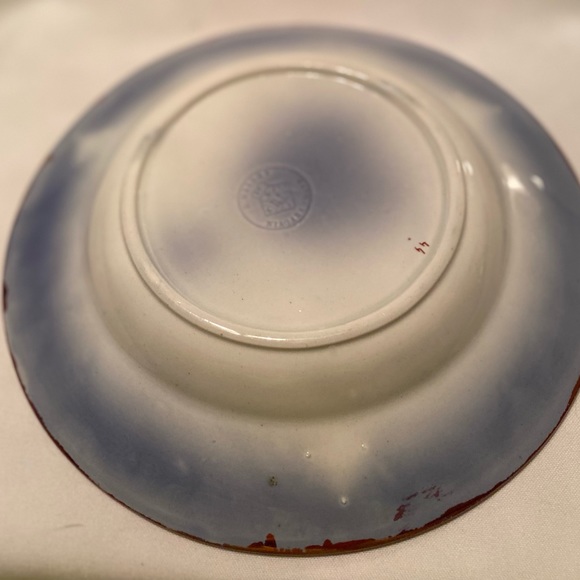 Gorgeous Gaudy Dutch Antique Flow Blue Ironstone Seeing Eye 9.25” Bowl c. 1850 - Picture 5 of 7